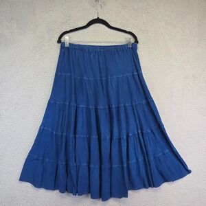 Studio West Skirt Womens M Chambray Western Tiered Y2K Country Flowy A Line Knee